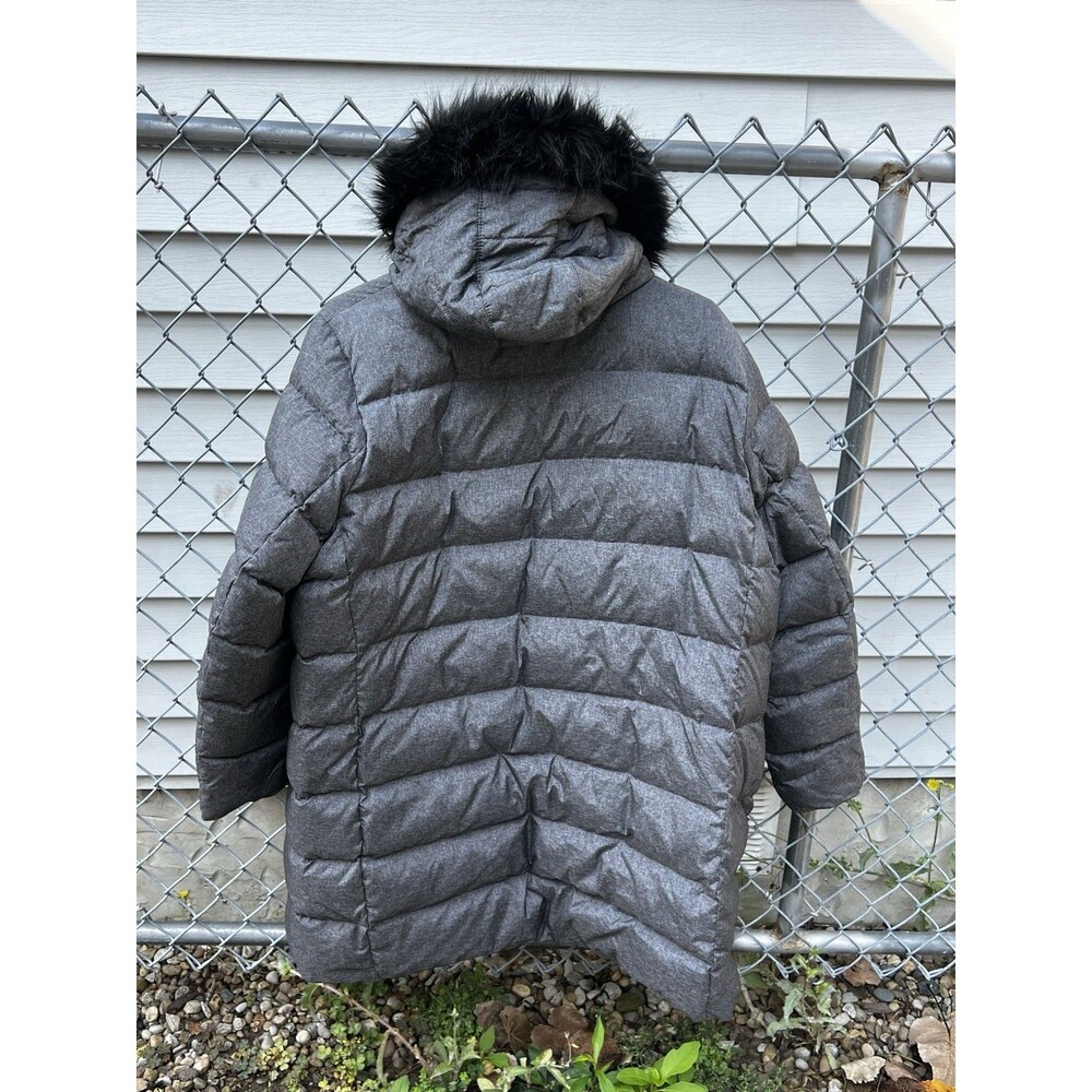 Lands End Women’s Gray Insulated Down Long Puffer Coat Plus 2X With Hood - Picture 3 of 10